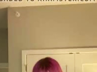 Cute Pink Haired Teen Riding On Top